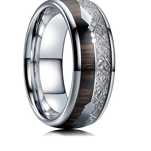 Hunter Koa Wood Tungsten Carbine Men's Ring - Picture 1 of 9